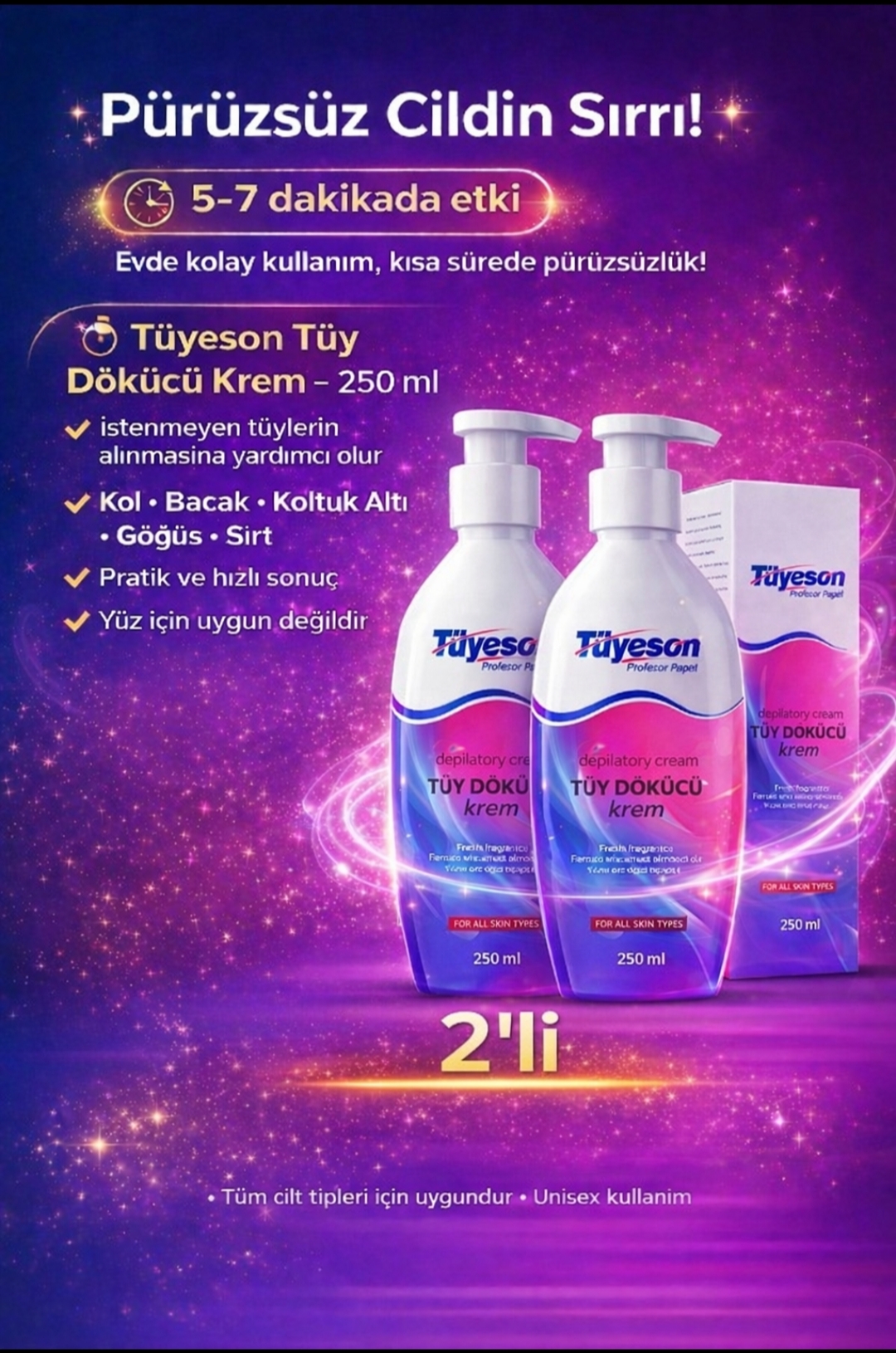 tüyeson tüy dökücü krem  2 li 